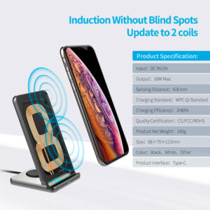Premium Fast Charging Wireless Stand 2 Coils  SW08s