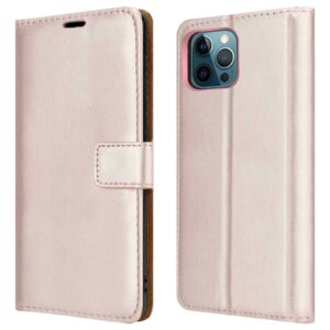 For Iphone 12 Pro Max Plain Wallet Rose Gold