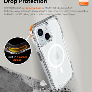 For Iphone 15 BeeTUFF Octagon Magcharge Clear