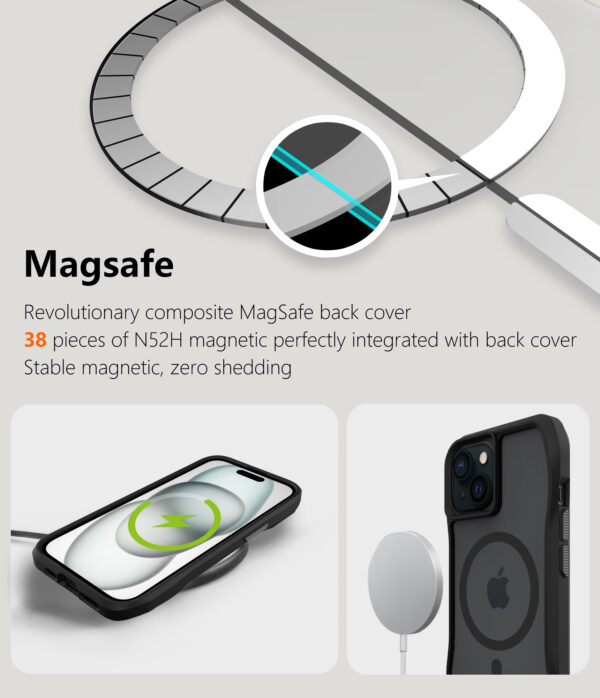 For Iphone 15  BeeTUFF Octagon Magcharge Black - Image 4