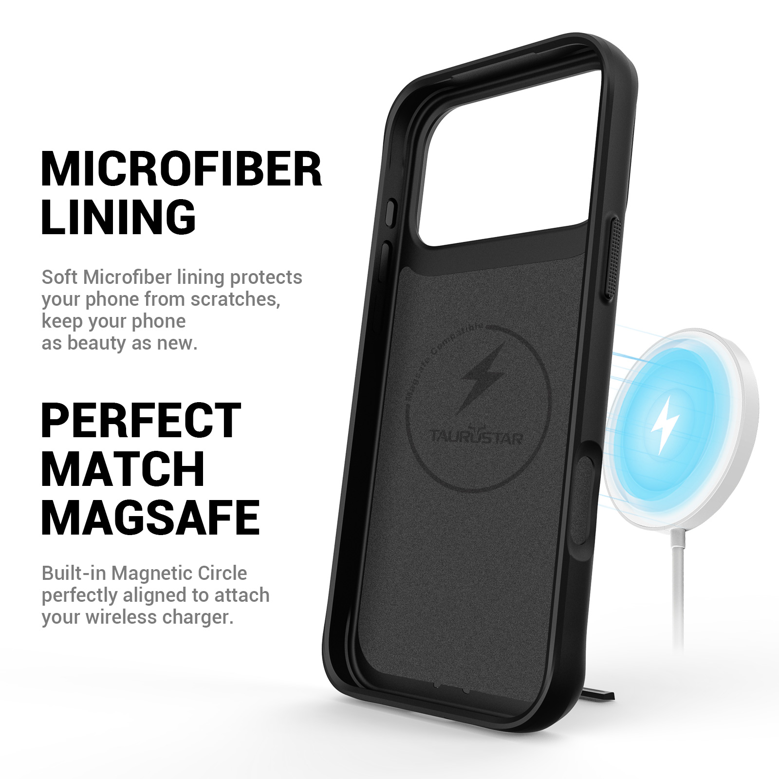 For (17 Pro Max) BT Taurustar Black (Magcharge) - Image 3