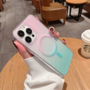 For (14 Pro Max) BT Ombre Magcharge Pink/Teal